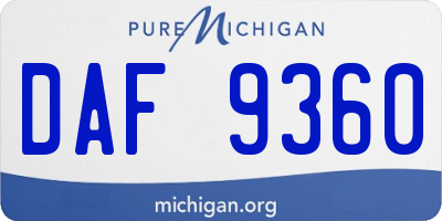 MI license plate DAF9360