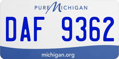 MI license plate DAF9362