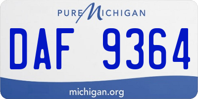 MI license plate DAF9364