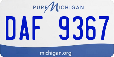 MI license plate DAF9367