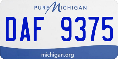 MI license plate DAF9375