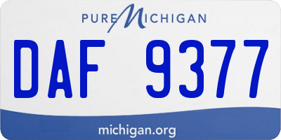 MI license plate DAF9377