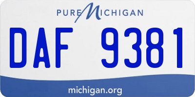 MI license plate DAF9381