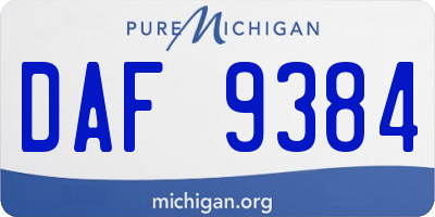 MI license plate DAF9384