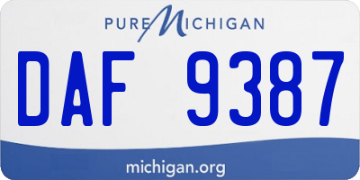MI license plate DAF9387