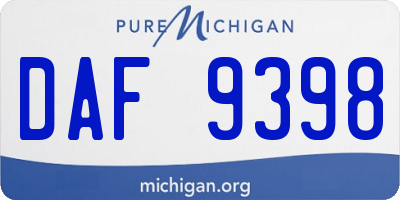 MI license plate DAF9398