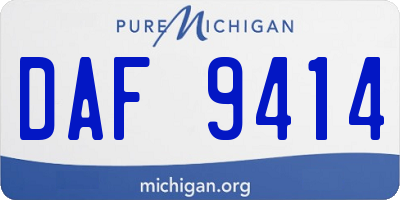 MI license plate DAF9414