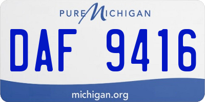 MI license plate DAF9416