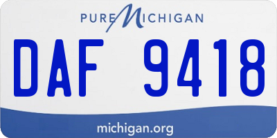 MI license plate DAF9418