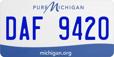 MI license plate DAF9420