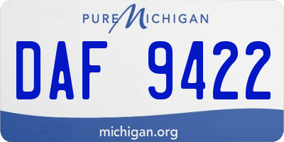 MI license plate DAF9422