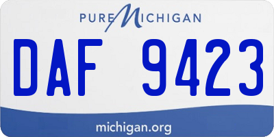 MI license plate DAF9423