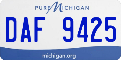 MI license plate DAF9425