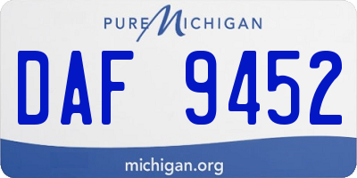 MI license plate DAF9452