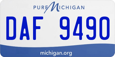MI license plate DAF9490