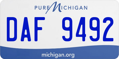 MI license plate DAF9492