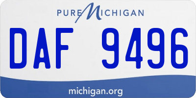 MI license plate DAF9496