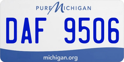 MI license plate DAF9506