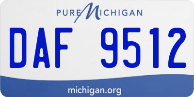 MI license plate DAF9512