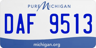 MI license plate DAF9513