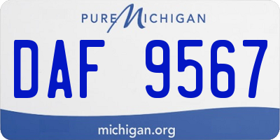 MI license plate DAF9567