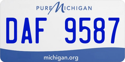 MI license plate DAF9587