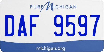 MI license plate DAF9597