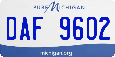 MI license plate DAF9602