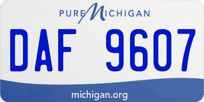 MI license plate DAF9607