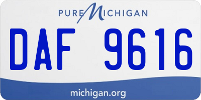 MI license plate DAF9616