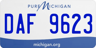 MI license plate DAF9623