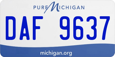 MI license plate DAF9637