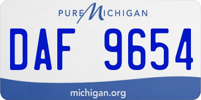 MI license plate DAF9654
