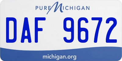 MI license plate DAF9672