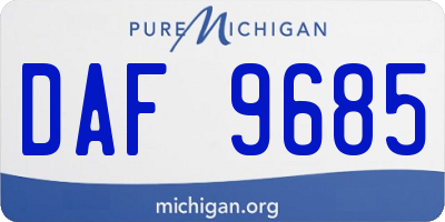 MI license plate DAF9685