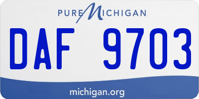 MI license plate DAF9703