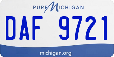 MI license plate DAF9721