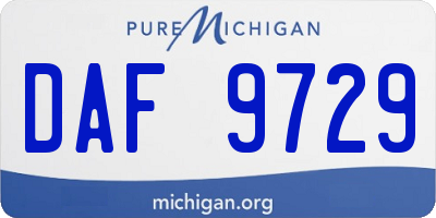 MI license plate DAF9729