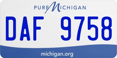MI license plate DAF9758