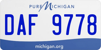 MI license plate DAF9778