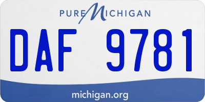 MI license plate DAF9781