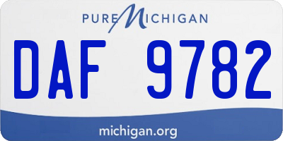 MI license plate DAF9782