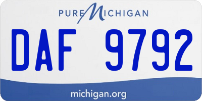 MI license plate DAF9792