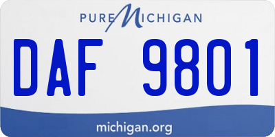 MI license plate DAF9801