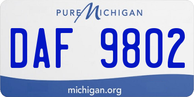 MI license plate DAF9802