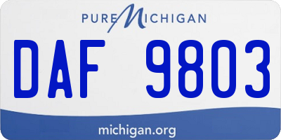 MI license plate DAF9803