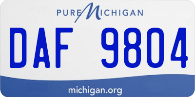 MI license plate DAF9804
