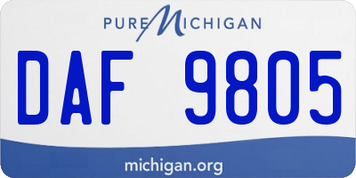 MI license plate DAF9805