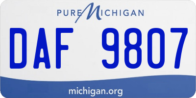 MI license plate DAF9807