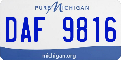 MI license plate DAF9816